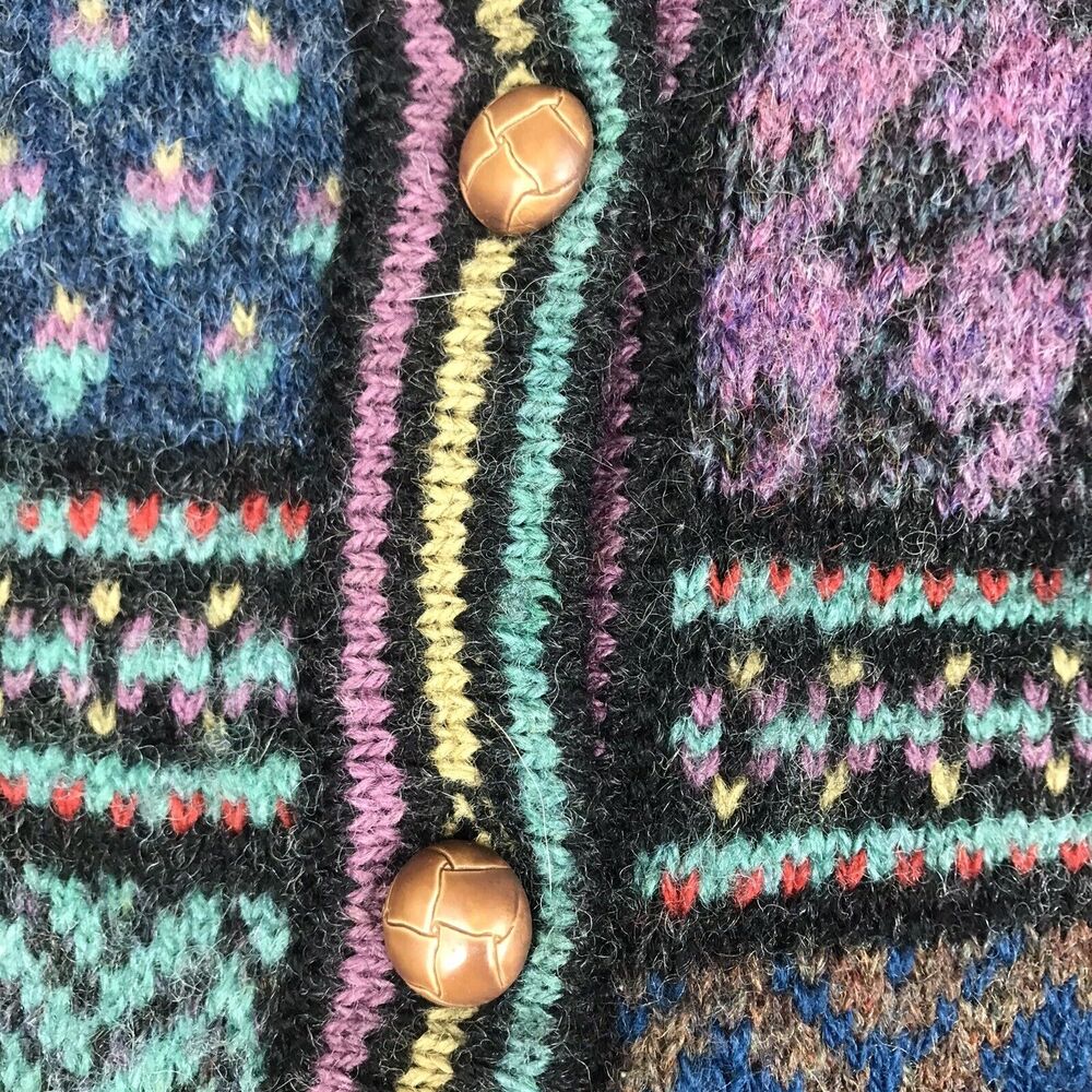 Susan Bristol Multi-Pattern Knit Vest in Teal, Purple, Navy & Black - Picture 5 of 7